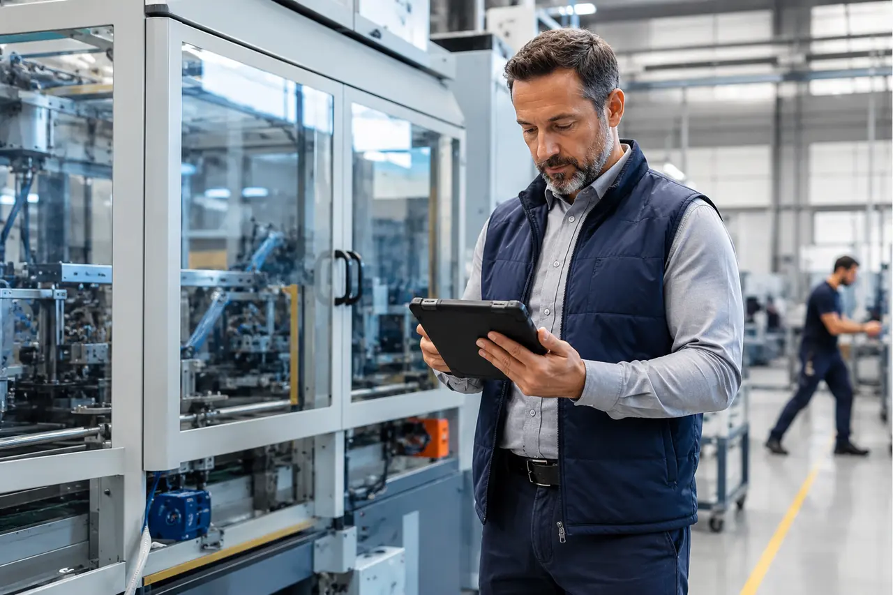 Supervisore che registra l’avanzamento in produzione