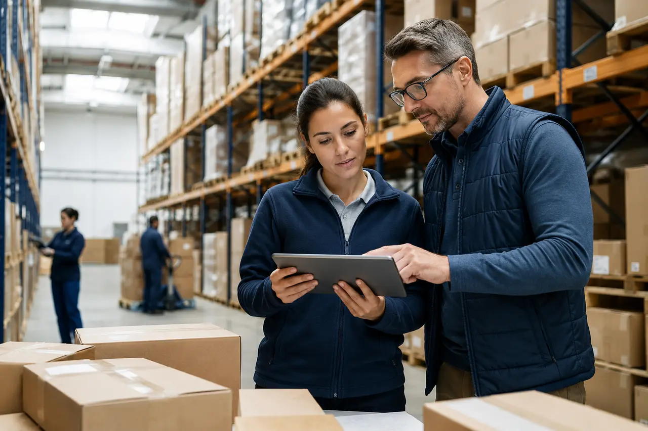 Operatori che verificano la logistica di magazzino