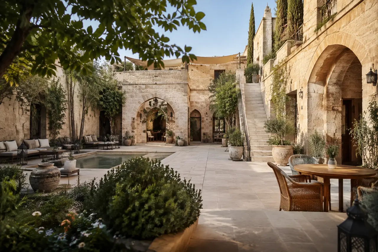 Cortile di una struttura ricettiva di charme
